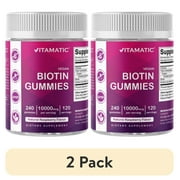 (2 pack) Vitamatic Biotin Gummies 10,000 mcg for Stronger Hair, Skin & Nails - 240 Vegan Gummies - Also Called Vitamin B7