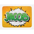 thumbnail image 1 of Jacob Bath Mat, Personal Male Name in Green Shades on Comic Burst Effect Illustration, Non-Slip Plush Mat Bathroom Kitchen Laundry Room Decor, 29.5 X 17.5 Inches, Marigold Green and White, Ambesonne, 1 of 2