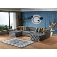 thumbnail image 3 of Portofino Silver Velvet Double Chaise Sectional, 3 of 7