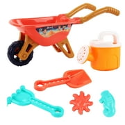 TureClos 6pcs Kids Beach Toy Sand Castle Playset Summer Sand Water Game Play Cart Beach Game Toy Set Colorful Sand Molds Tool Sand Trolley Shower Rake Shovel for Boys and Girls