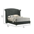 thumbnail image 5 of Benjara Giya Wingback Queen Bed, Tufted Headboard, Nailed Gray Velvet Upholstery, 5 of 5
