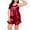 Red, variant on Tnhcen Women's Silk Satin Ruffled Pajamas Sets Shorts Homewear Sets Sleepwear XL-5XL