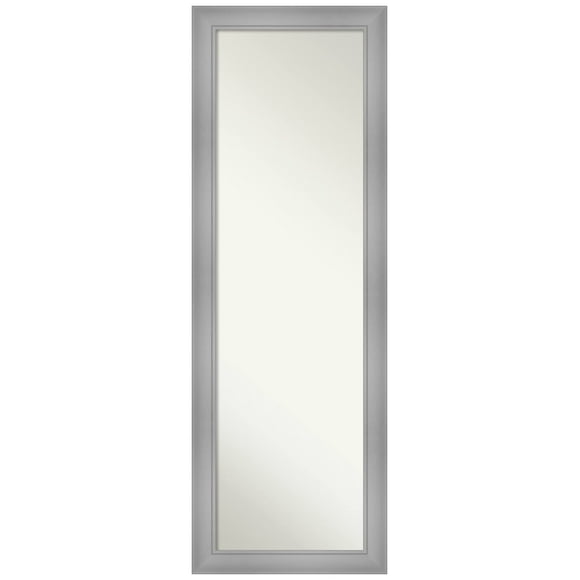 Amanti Art Non-Beveled Door Mirror (52 x 18 in.), Flair Polished Nickel Frame - Full Length Mirror, Wall Mirror - Silver