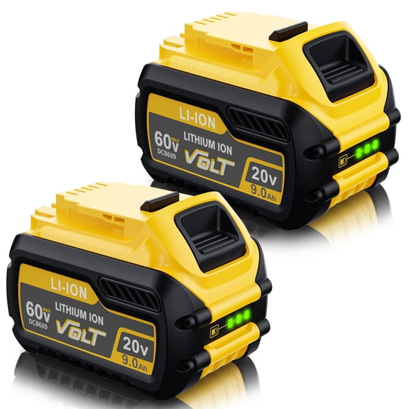 2 Pack 20v/60v 9Ah DCB606-2 DCB609-2 Battery for Dewalt 20v 60v Max 9Ah DCB609 6Ah DCB606 Flexvolt Battery 20V Max XR 8Ah DCB208-2 6Ah DCB206-2 5Ah DCB205-2 4Ah Lithium-ion Battery for Charger