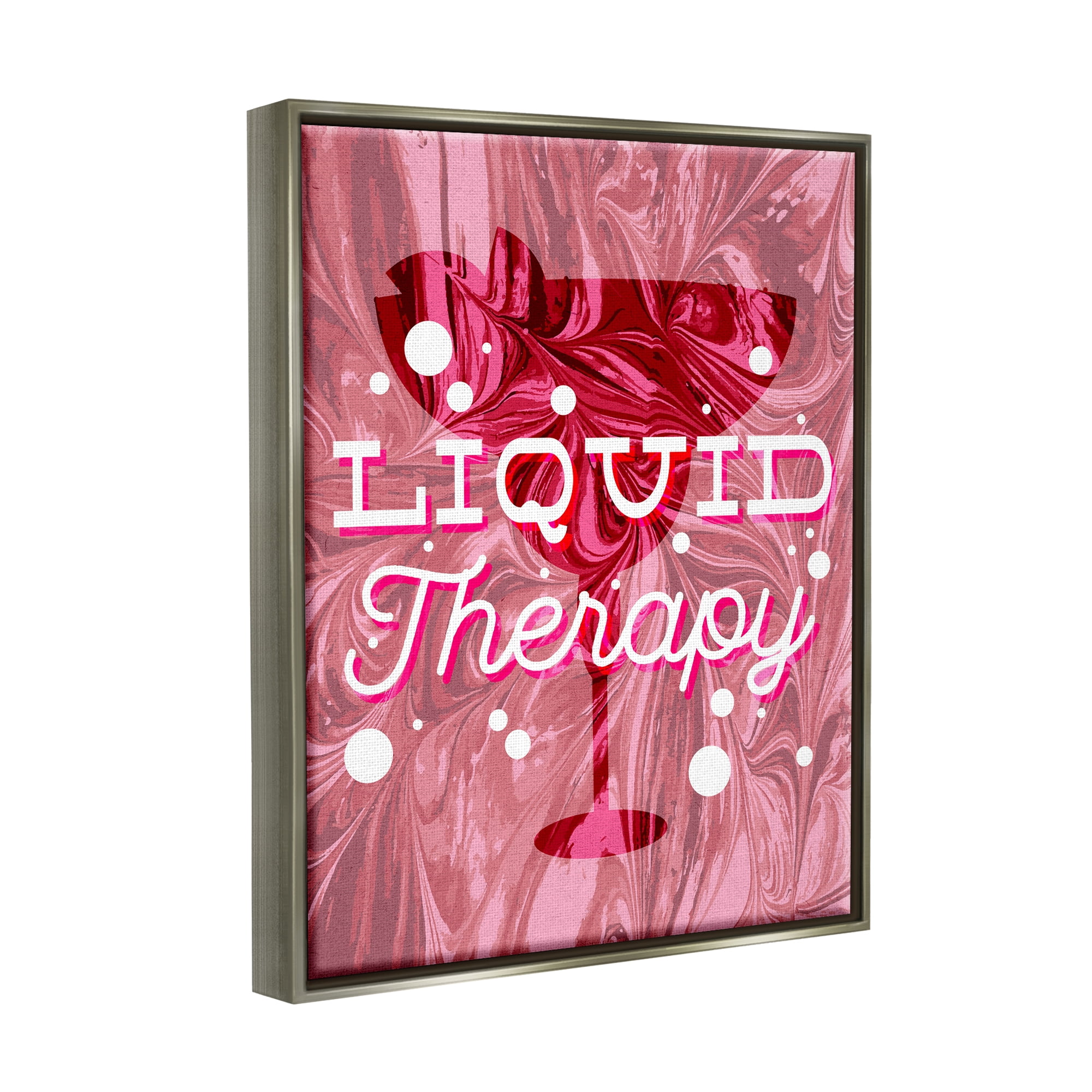 Stupell Industries Liquid Therapy Bold Pink Cocktail Food & Beverage Painting Gray Floater Framed Art Print Wall Art
