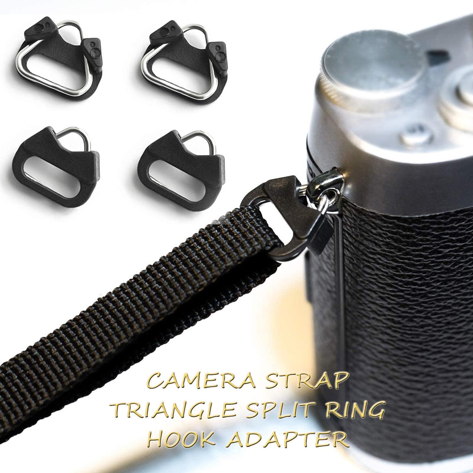 ToToT 4pcs Camera Strap Triangle Split Ring Hooks with Plastic Bracket Camera Straps Luggage Accessories 