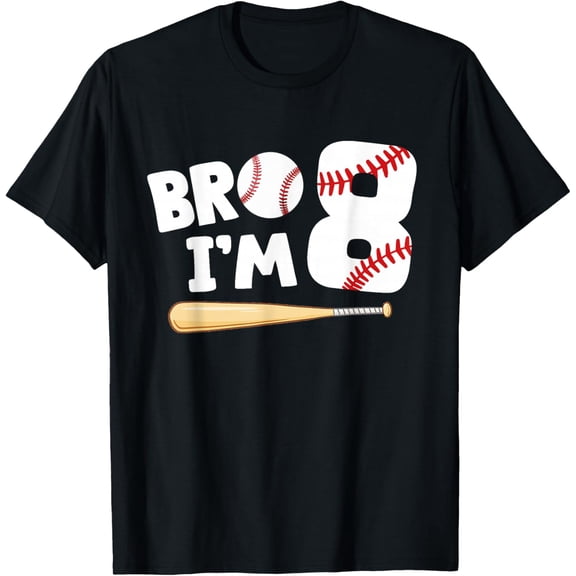8th Birthday Shirt Boy Bro I'm 8 Year Old Baseball Theme Vintage Gifts T-shirt