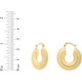 thumbnail image 3 of 14k Yellow Gold 26.5mm Round Ribbed Hoop Earrings, 3 of 3