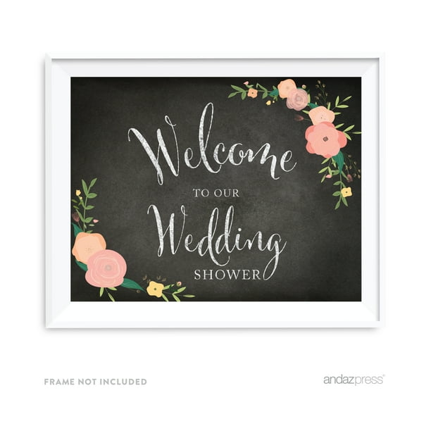 Welcome To Our Wedding Shower Chalkboard Floral Roses Wedding Party Signs Walmart Com Walmart Com