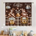 thumbnail image 3 of Coffee Gnome Kitchen Curtains, Rustic Vintage Coffee Theme Latte Cappuccino Cafe Beans Brown Farmhouse Country Window Treatments Drapery for Living Room Bedroom Dining Room, 42"x63" Inch, 3 of 5