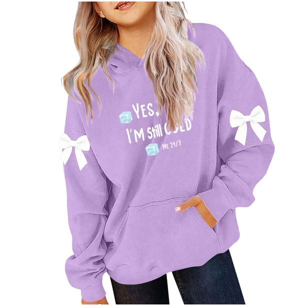 Camiseta de manga larga con lazo para niños, cuello redondo liso, parte superior lisa, adecuada para niños y niñas, sudadera con capucha para niñas, parte superior de poliéster