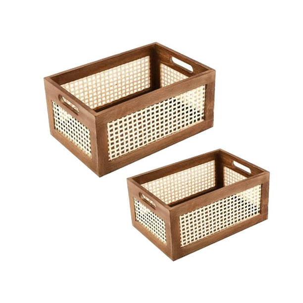 Wooden Baskets for Gifts Wood Storage Basket Wooden Organizer Vintage Storage Box Large-capacity Wood Crate Basket, Size: 31x22x17CM