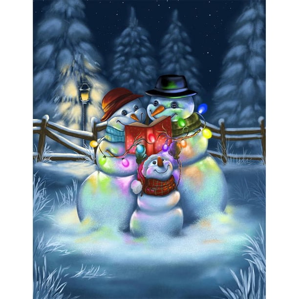 Pintura de diamante (DB1902) Cuadro de diamantes de imitación de muñeco de nieve con luces cuadradas (LD35) 30x40cm FLhrweasw Nuevo