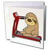 3dRose Cute Funny Sloth on Treadmill Exercise Cartoon - Greeting Card, 6 by 6-inch