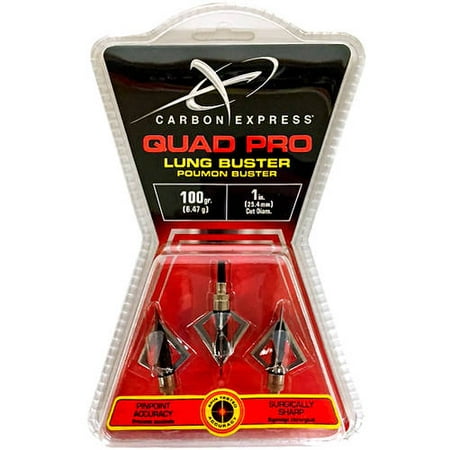 Carbon Express Quad Pro Broadhead, Fixed Blade, Pack of