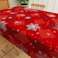 thumbnail image 4 of Nanqianyi Red Christmas Tablecloth 60 x 102 inch, Striped Snowflake Print Pattern Washable Table Cover for Holiday Gathering, 4 of 6