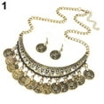 thumbnail image 3 of Jiaroswwei Women's Vintage Coin Style Choker Necklace Hook Earrings Statement Jewelry Set, 3 of 7