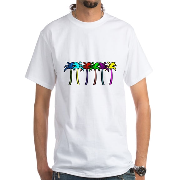CafePress - Palm Trees White T Shirt - Men's Classic T-Shirts