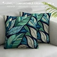 thumbnail image 3 of BCIIG Leaf Wall Navy Blue Pine and sage Green Leaves Mint Lines Velvet Throw Pillow Covers Sofa Pillowcase Car Square Throw Pillowcases Home Decoration, 3 of 5