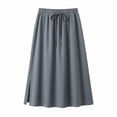 thumbnail image 7 of Miluxas Women's Plus Size Drawstring Waist Maxi Skirt with Pockets Solid High Waist A Line Side Slit Skirts for office & Casual Wear Dark Gray, 7 of 7