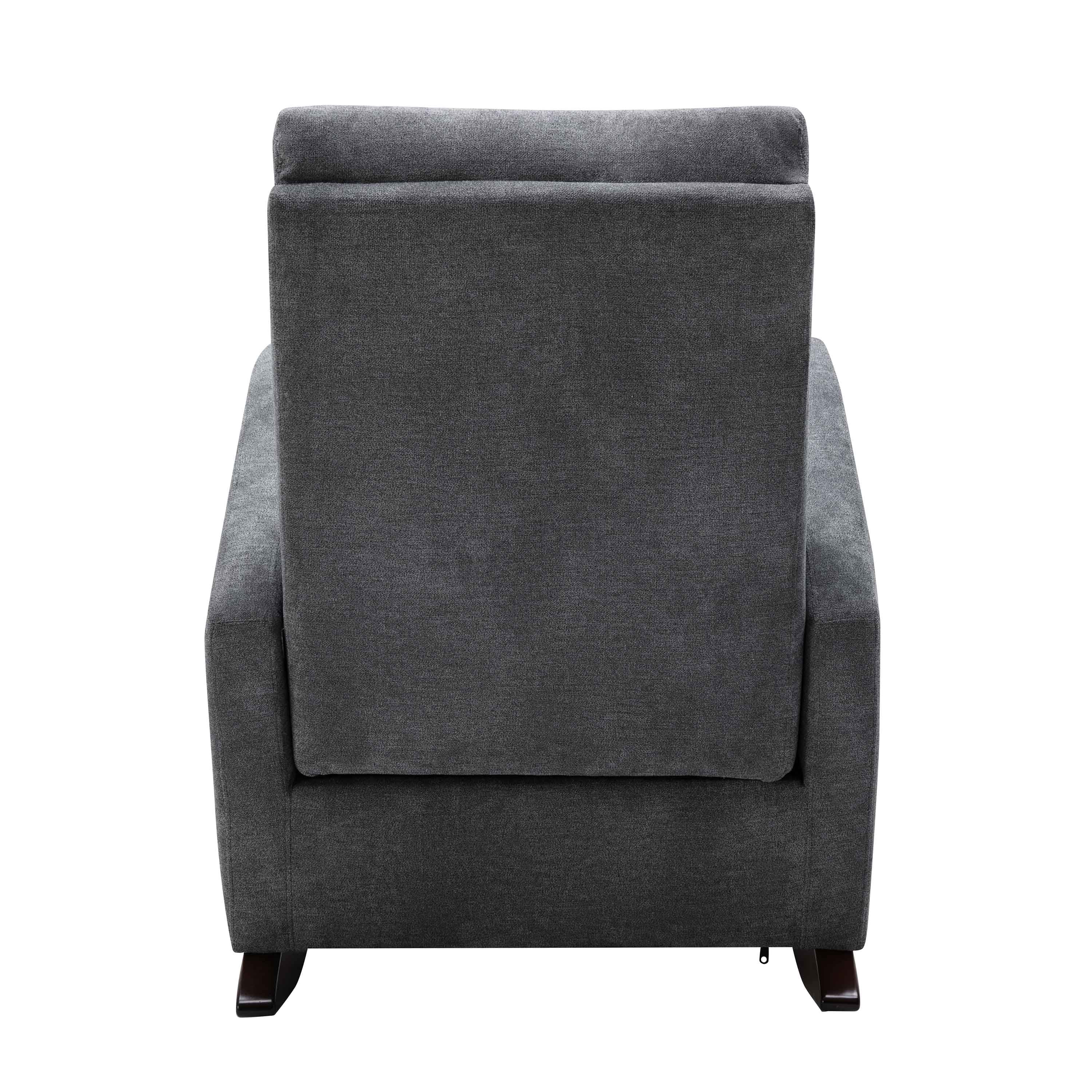 Ucloveria Modern Home Rocking Chair, Comfy Armchair with Side Pocket, Living Room Lounge Single Sofa, High Backrest with Decorative Buttons, Grey