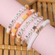 thumbnail image 3 of Conjunto de pulsera bohemia Pulsera de cuentas rebanadas de cerámica blanda colorida con estrella de cinco puntas dorada Pulsera de cerámica blanda, 3 of 5