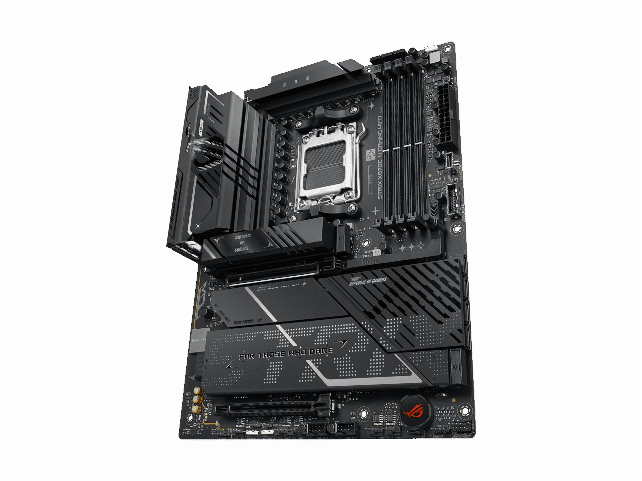 ASUS ROG STRIX X870E-H GAMING WIFI7 AMD X870E-H ATX motherboard with 16+2+1 power stages, Dynamic OC Switcher, Core Flex, DDR5 AEMP, WiFi 7, 4x M.2, PCIe 5.0, Q-Release, dual USB4 ports and USB 10Gbps