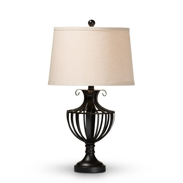 Baxton Studio Nayara Lampe de Table en Urne en Métal Noir Mat