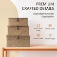 thumbnail image 5 of Nonam 3pcs Seagrass Shelf Baskets with Lids,Handwoven Wicker Storage Basket Set for Home Organization,Coffee, 5 of 6