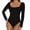Black, variant on MANIFIQUE Women's Sexy Square Neck Bodysuit Long Sleeve Double Lined Shirt Tops