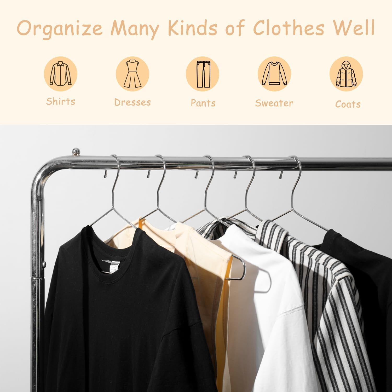 Extra Wide Wire Hangers for Plus Size Clothes, 19.6 Inch Stainless Steel Plus Size Hangers Ideal for XL, XXL Shirts. Silver. 50pk.