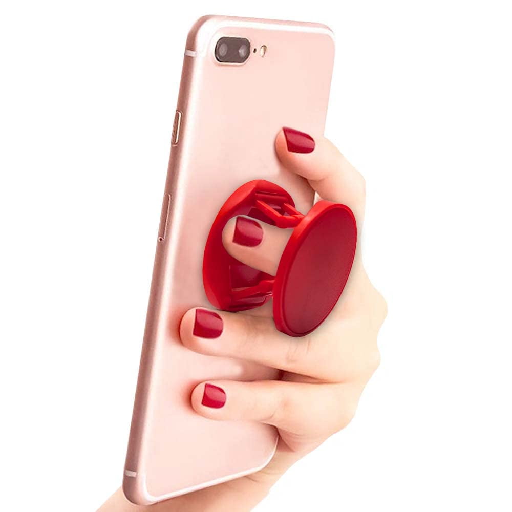Cell Phone Grip Holder and Stand for iPhone & Samsung - Red
