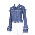 thumbnail image 2 of Vedolay Womens Denim Jackets Womens Denim Jacket Casual Long Sleeve Jean Jacket with Pockets,Blue XL, 2 of 4