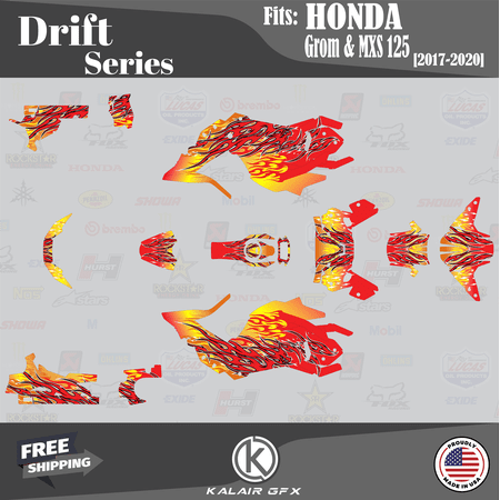 Kalair GFX Graphics Kit for Honda Grom MSX125 (2017-2020) Drift Series Kalair GFX Graphics Kit for Honda Grom MSX125 (2017-2020) Drift Series