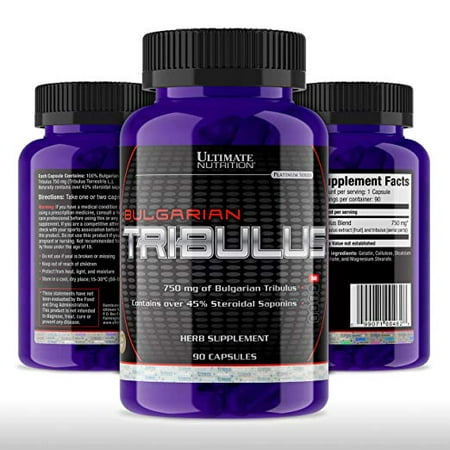 Ultimate Nutrition Bulgarian Tribulus Terrestris - Extremely Potent 45% Steroidal Saponins - Premium Grade Libido and Testosterone Booster - Boosts Energy, Mood and Stamina, 750mg, 90