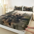 thumbnail image 3 of Feelyou 3D Brown Bear Twin Sheet Sets, Jungle Wildlife Print Twin Fitted Sheet, Countryside Style Flat Sheet, Breathable Home Decor, 3-Piece, 3 of 7