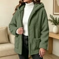 thumbnail image 2 of Liuinsasek Womens Loose Fuzzy Outerwear Solid Color Fashionable Hooded Warm Long-Sleeved Fleece Fluffy Jacket with Pockets for Winter, 2 of 9
