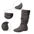 thumbnail image 7 of Xiaoxatg Ladies Fashion Solid Color Suede Pleated Pile Mid-Calf Boots British Style for Women with Flat Bottom Design 6.5 Grey, 7 of 7