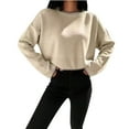 thumbnail image 2 of Chandail Court pour Femmes 2025 - Tricot Épais / Manches Longues Col Rond Haut d'Hiver, 2 of 6