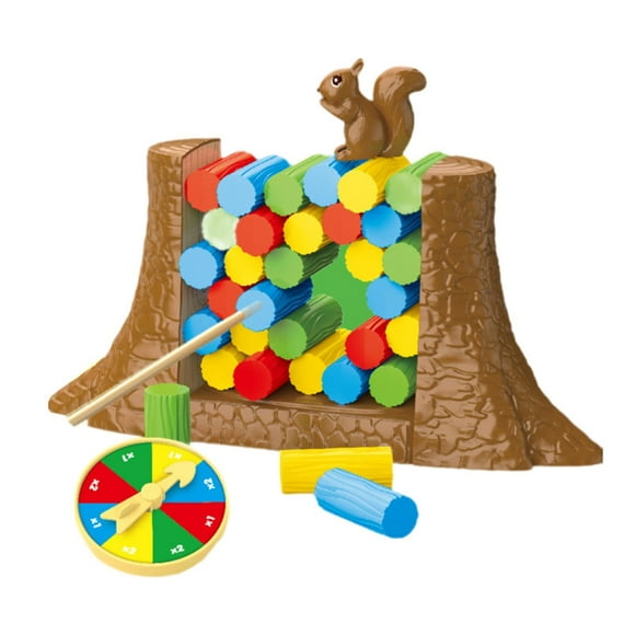 Bunblic Children Balance Board Game, Stacking Blocks Puzzle Toy, Family Games Save The Collapsing Squirrel for Toddlers Ages 3+