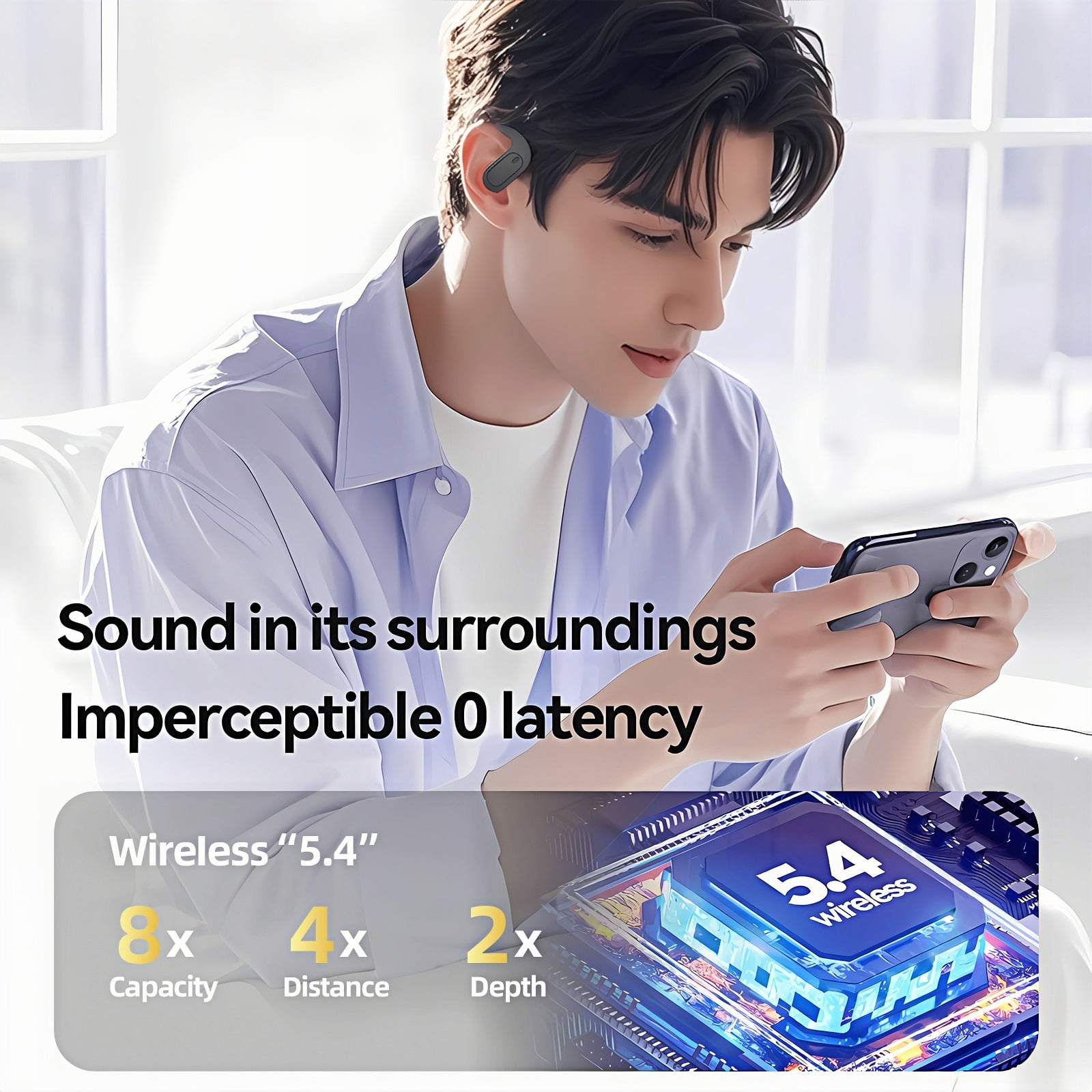 CHENRUIDA Out Of Ear Open Headphones Outside The Ear Wireless Bluetooth Ows Over The Ear Outside Bone Conduction Skin Tone For Workout/Running