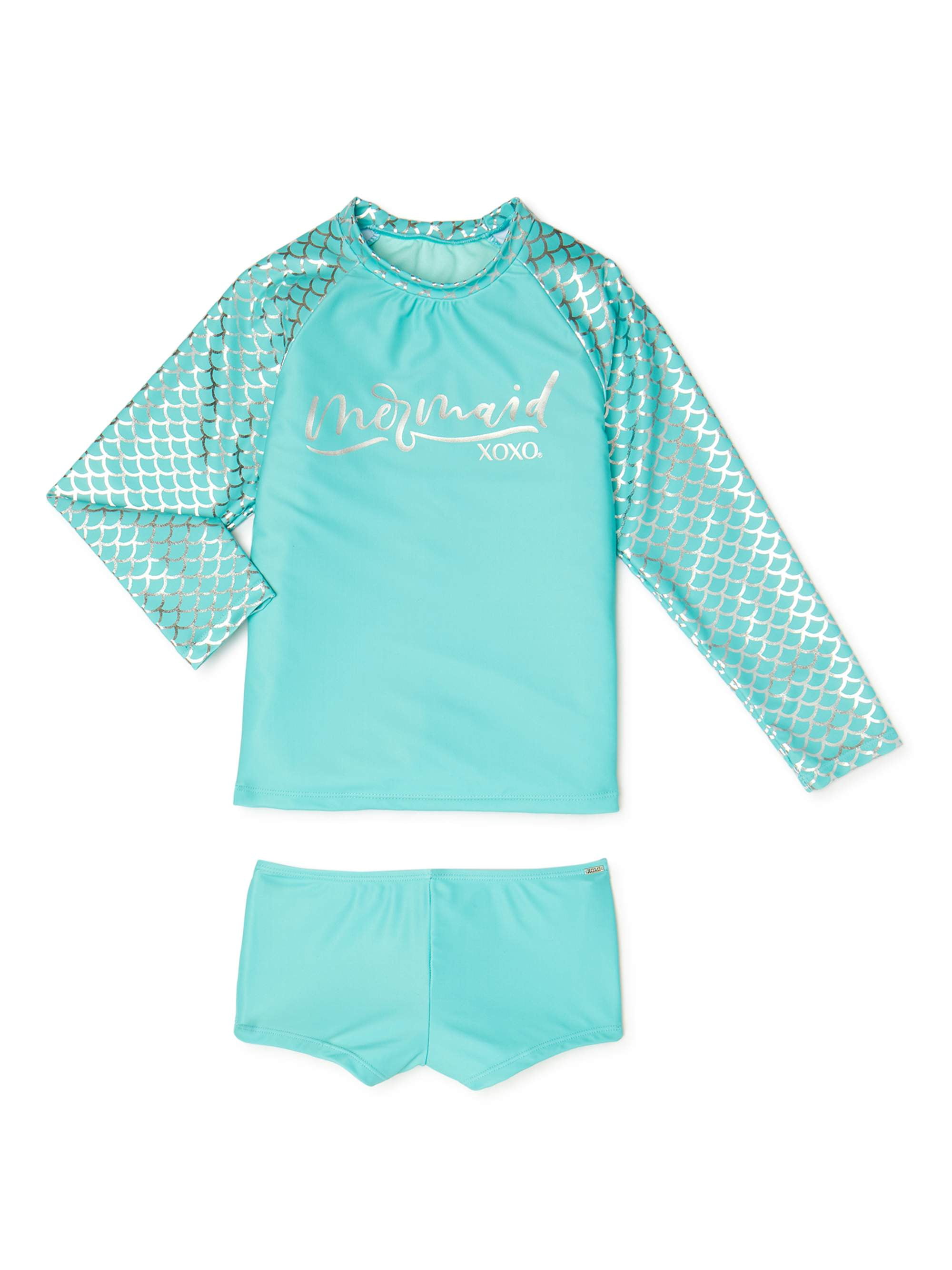 KIKO /& MAX Baby Girls Rashguard and Diaper Cover Swim Set L Mint Fish