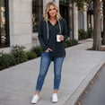 thumbnail image 5 of Sheghy Hoodies for Women Ladies Daily and Winter Long Sleeved V-neck Drawstring Knitted Loose Fitting Hooded Sweatshirt Hanging Sweatshirt Top Black S, 5 of 7