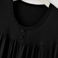 thumbnail image 4 of TKLPEHG Womens Short Sleeve T Shirts Button Crew Neck Pleated Tshirts Casual Loose Fitted Classic Solid Color Tshirt Summer Basic Tops Womens Clothes (Black,XL), 4 of 6