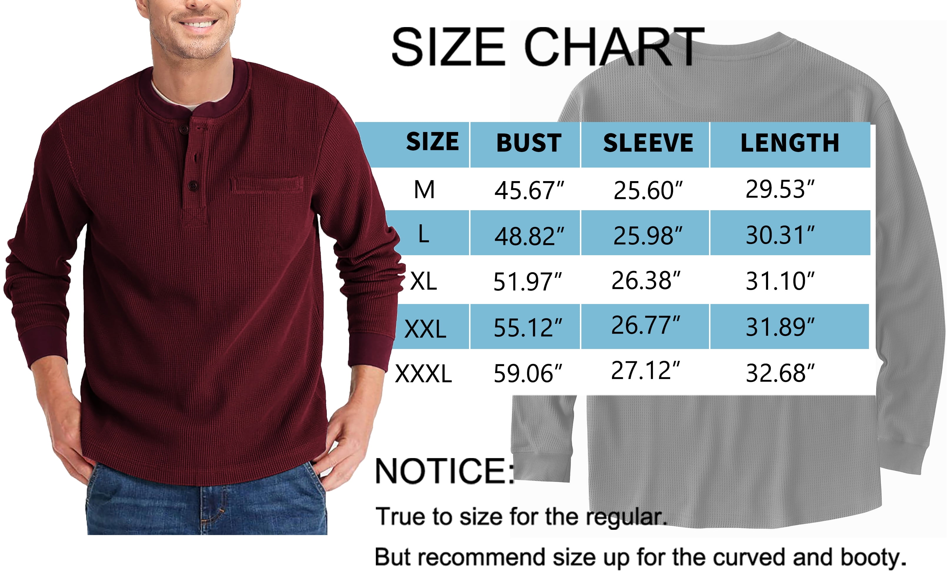 GENTS BLISS Henley Sweatshirts for Men Long Sleeve Crew Neck Men Sweatshirts Casual Pullover Tops with Pocket