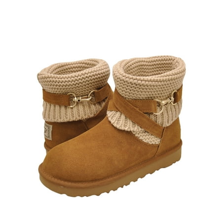 UGG PURL Women's Suede & Knit Strap Boots 1098080 (Best Way To Clean Suede Ugg Boots)