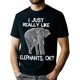 thumbnail image 1 of [Funny Elephant Lover Tee] 100% Cotton Funny Elephant Lover Quote T-Shirt - I Just Really Like Elephants - 220g, 1 of 7