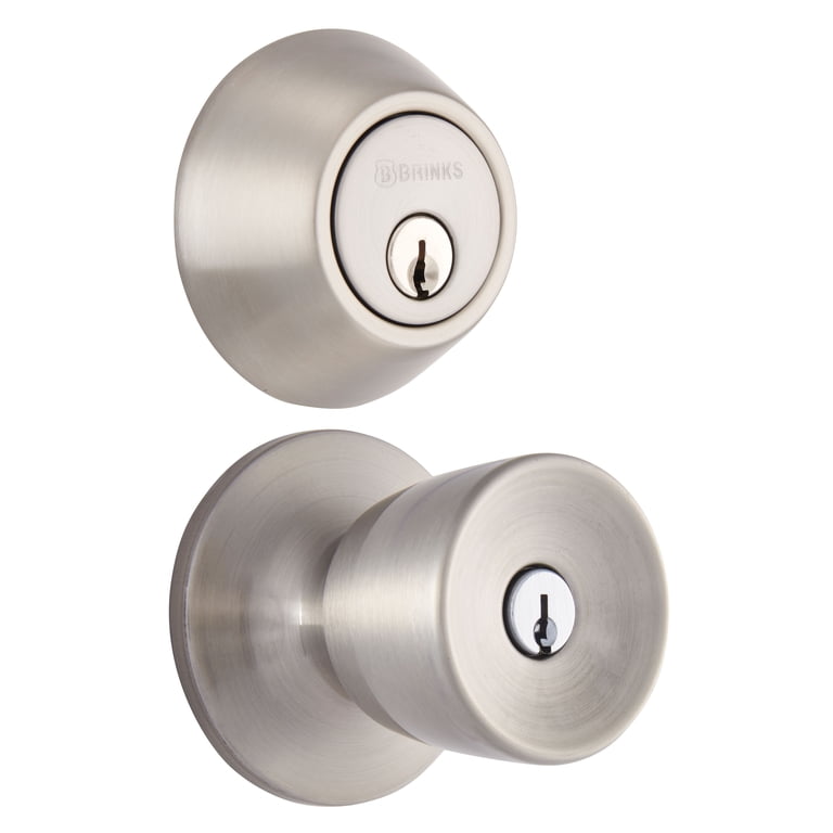 Brinks Keyed Entry Doorknob & Deadbolt Combo, Silver photo 1