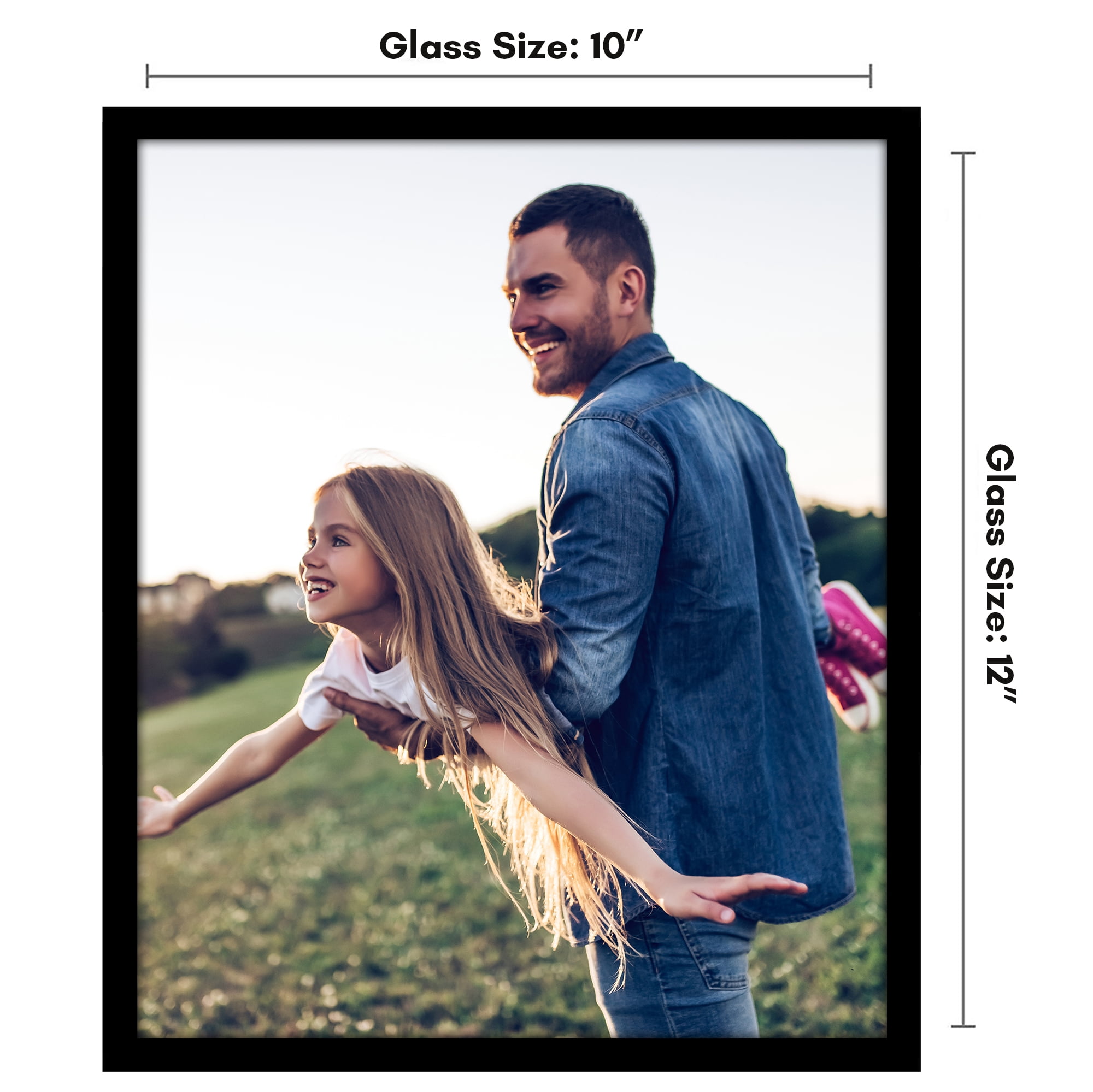 Americanflat 10x12 Picture Frame with Shatter-Resistant Glass Streamline Collection Thin Border Photo - Black
