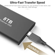 8 T Large Capacity BLACK External Storage Data Hard Drive PC/Laptop